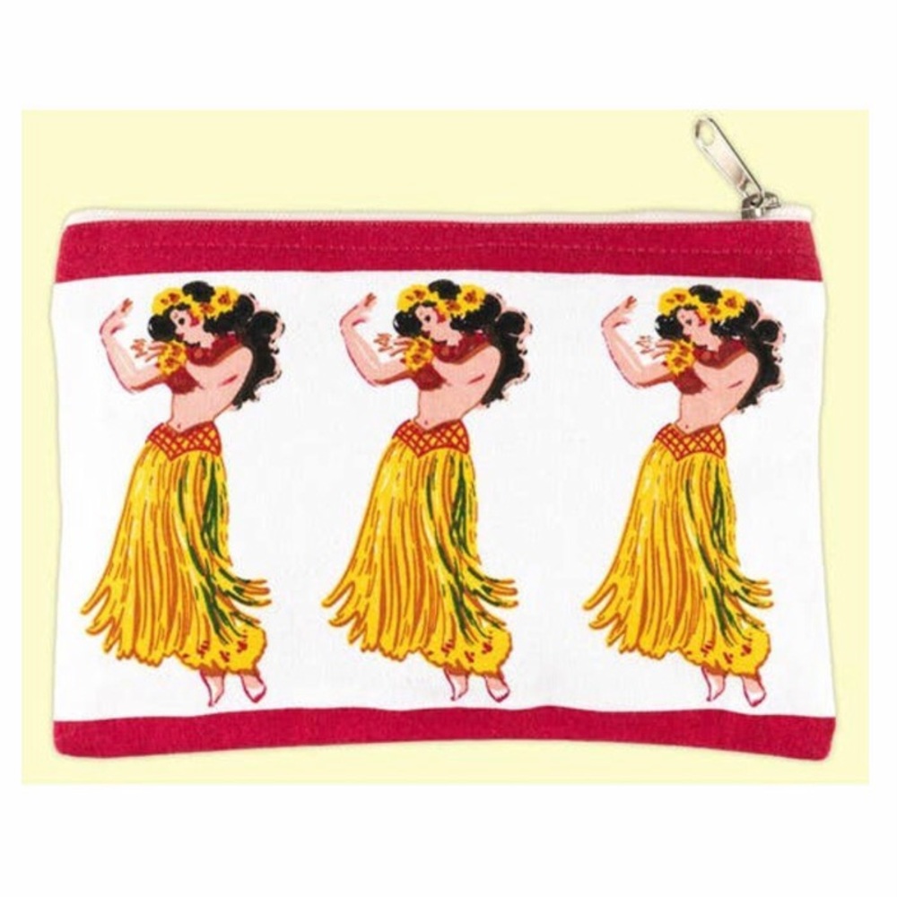 Hula Hawaii Girls Canvas Makeup Bag Pouch New - Picture 2 of 3